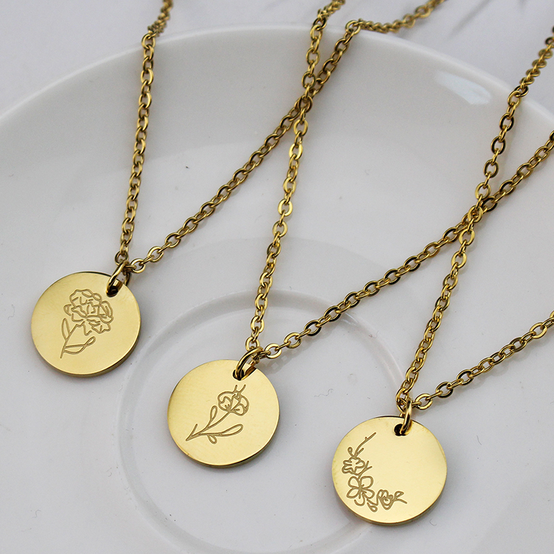 Kalung liontin tidak teratur b - Birth Flower Necklace ulasan dan harga