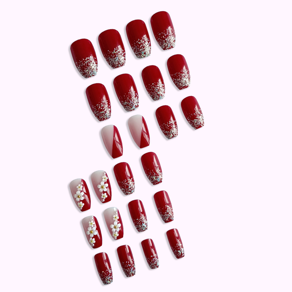 24 Buah Kuku Tekan Merah Mengk - Pressed Flower Art ulasan dan harga