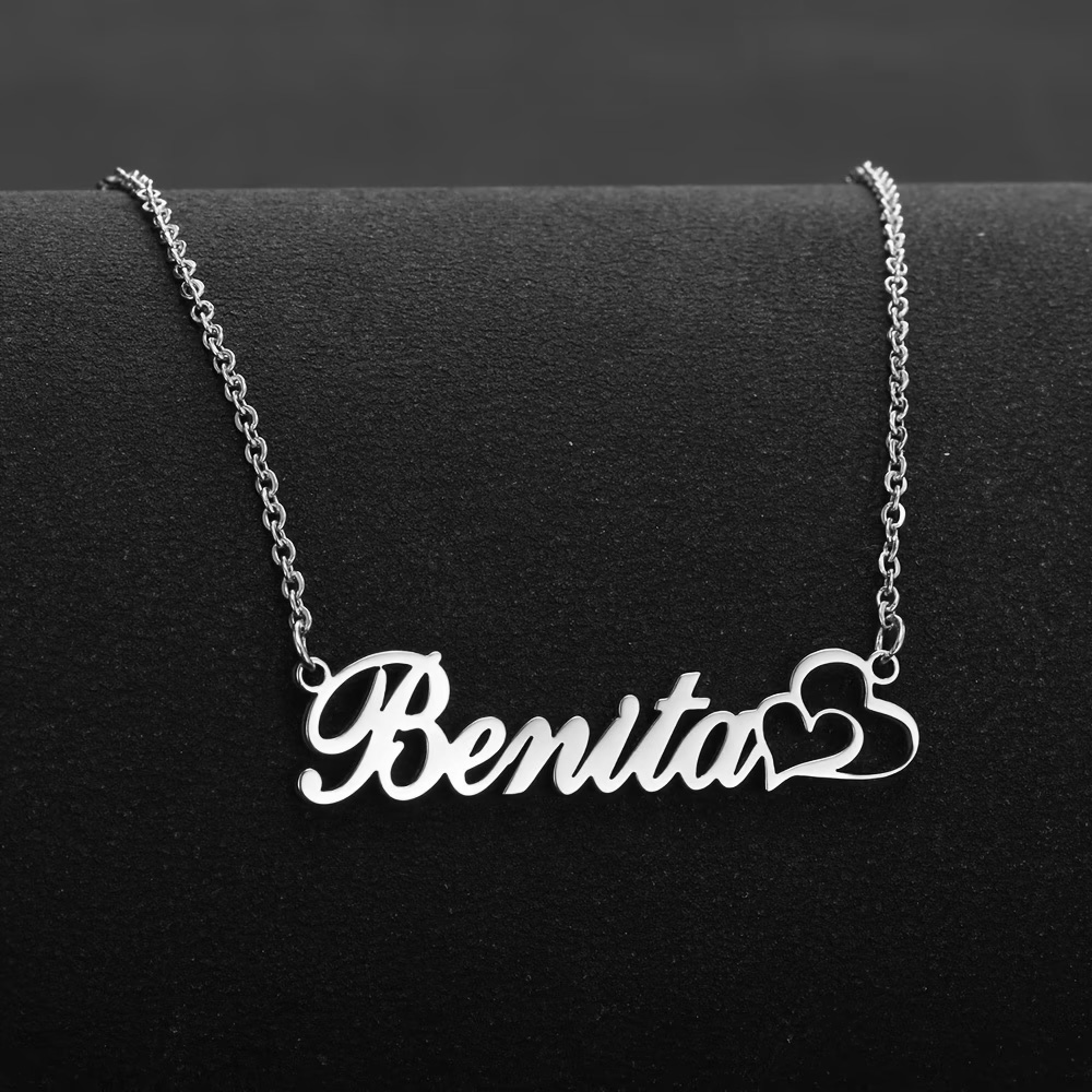 Kalung Nama Kustom Hati Ganda  - Name Necklace Custom ulasan dan harga