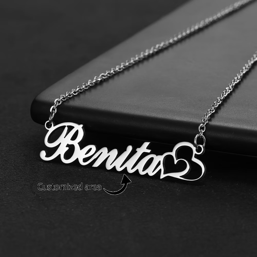 Kalung Nama Kustom Hati Ganda  - Name Necklace Custom ulasan dan harga